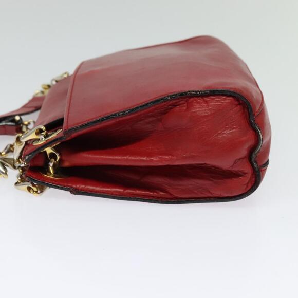 CELINE Chain Shoulder Bag Leather Red Gold - Picture 4 of 12